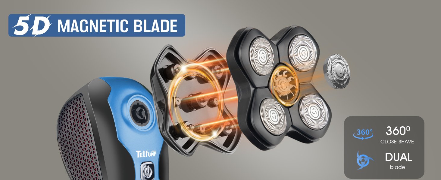 Telfun Upgrade Magnetic Head Shavers for Bald Men