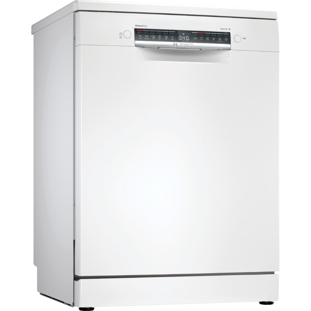 ECOM-SMS4HMW65M-1.jpg Bosch Series 4 Free-Standing Dishwasher 60 cm 14 place settings Home Connect Remote Monitoring and Control 1 Year Manufacturing Warranty SMS4HMW65M White - الصورة 1