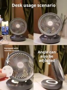 ⁦Fan rechargeable portable hovering folding circulation fan office home kitchen car desk wall dual-use⁩ - الصورة ⁦2⁩