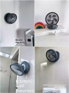 ⁦Fan rechargeable portable hovering folding circulation fan office home kitchen car desk wall dual-use⁩ - الصورة ⁦3⁩