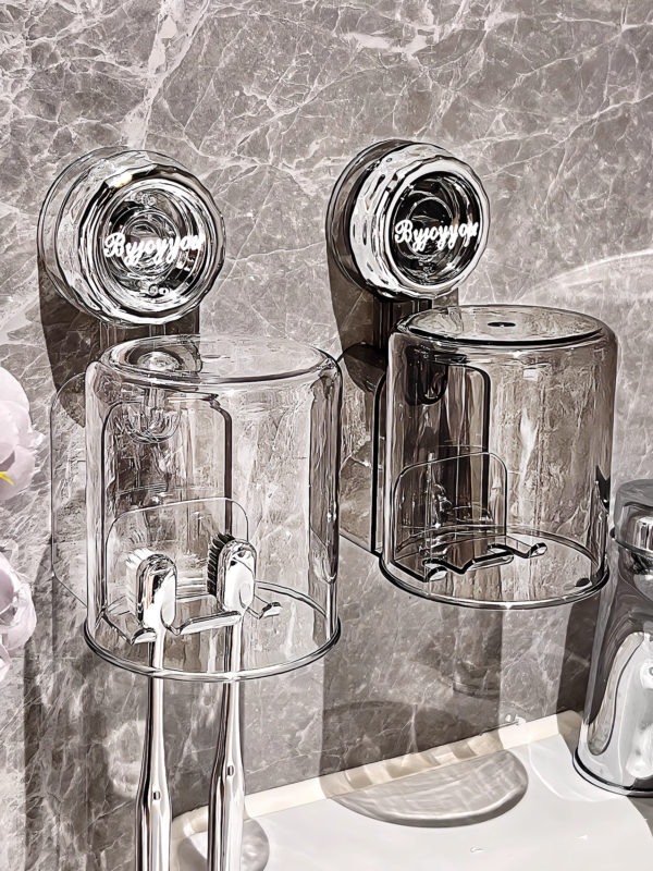 Suction Cup Toothbrush Holder Shelf No-Punch Electric Toothbrush Mouthwash Cup Family Dental Couple Brush Cup Hanging Holder (PACK OF 4)