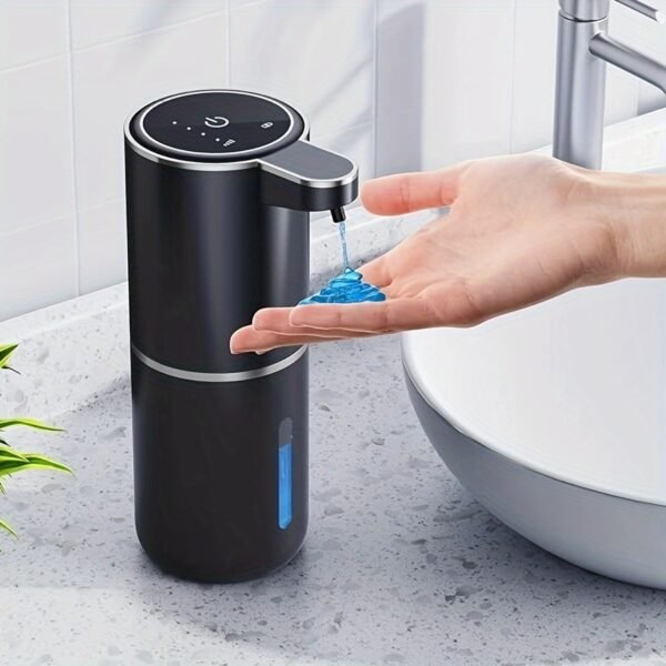 380Ml Automatic Soap Dispenser with Touchless Sensor - Wall-Mounted, Rechargeable Lithium Battery, USB Charging, Modern Black Design for Bathroom And Kitchen, Bathroom Soap Dispenser|Modern Soap Dispenser|Touchless Soap Dispenser