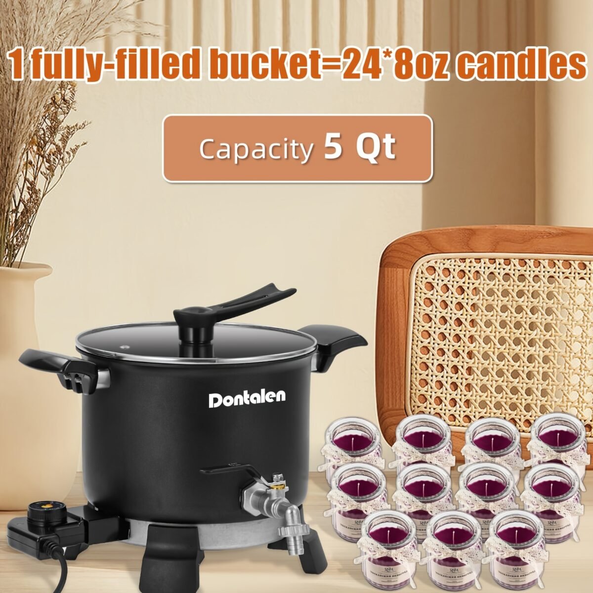 ⁦Dontalen 2025 new design 5 Liter Wax Melter Electric Electric Wax Melting Pot Candle Making Kit Machine Eu Plug Easy Clean Easy Pour Spout for Candle Soap Cream Beauty Bulk ProductionBusiness Or Home⁩ - الصورة ⁦6⁩