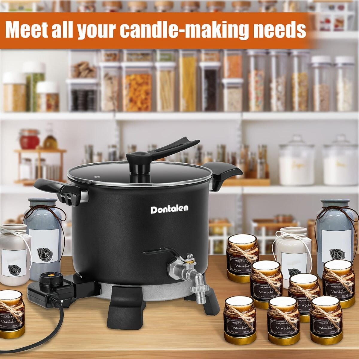 ⁦Dontalen 2025 new design 5 Liter Wax Melter Electric Electric Wax Melting Pot Candle Making Kit Machine Eu Plug Easy Clean Easy Pour Spout for Candle Soap Cream Beauty Bulk ProductionBusiness Or Home⁩ - الصورة ⁦4⁩