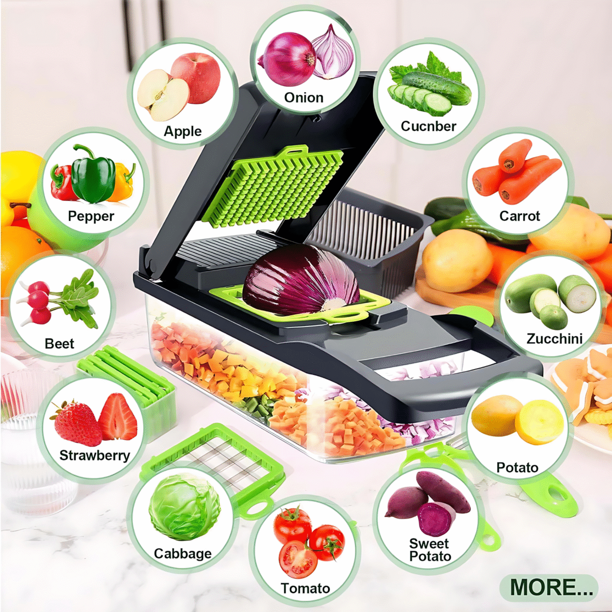 ⁦16-in-1 Vegetable Cutter Chopper and Slicer⁩ - الصورة ⁦5⁩