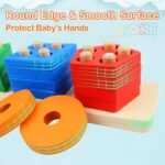 ⁦Montessori Toys for 1 to 3-Year-Old Boys Girls Toddlers. Wooden Sorting & Stacking Toys for Toddlers and Kids Preschool. Educational Toys. Color Recognition Stacker Shape Sorter. Learning Puzzles Gift⁩ - الصورة ⁦4⁩