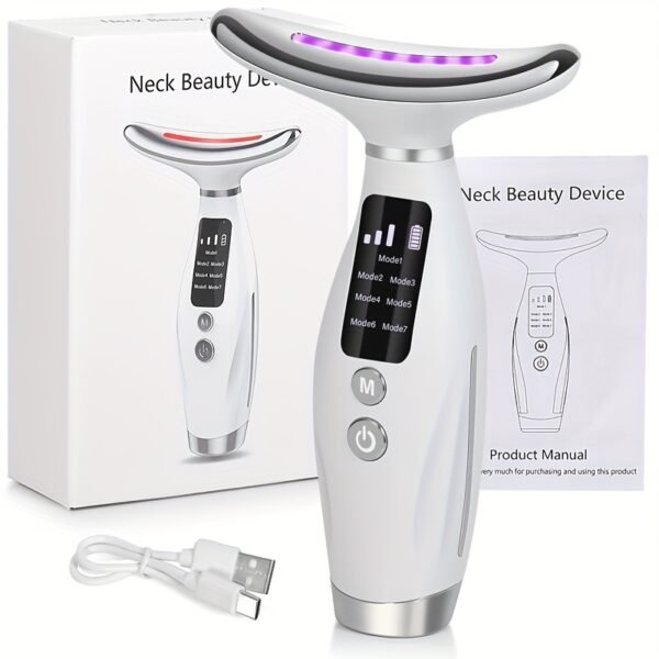 Facial And Neck Massager, 7 Modes, Rechargeable USB, Face Massage Care Tool, Perfect Gifts for Women Gift for Mom On Mother's Day