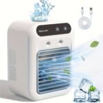 USB Rechargeable Mini Air Conditioner Fan - Portable Desk Cooling Device with Lithium Battery, Dual Power Mode (USB/Battery), Square Shape, Ideal for Office or Dormitory Use, Cooling Device