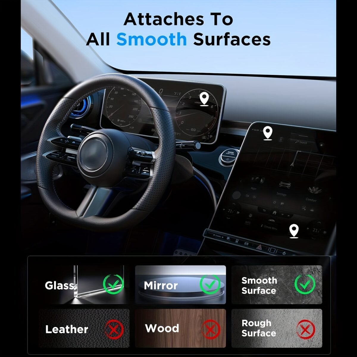 ⁦Adjustable Vacuum Magnetic Suction Cup Phone Holder, Suitable for Car/Gym/Mirror/Smooth Surfaces Hands-Free Stand, Compatible with All Smartphones⁩ - الصورة ⁦5⁩