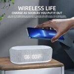 ⁦Four-in-One Night Light Alarm Clock Wireless Charger, USB Type-C Charging, Digital Clock with 3 Modes of Adjustable Lighting, Wireless Charging for Travel⁩ - الصورة ⁦3⁩