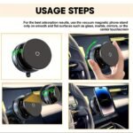 ⁦Adjustable Vacuum Magnetic Suction Cup Phone Holder, Suitable for Car/Gym/Mirror/Smooth Surfaces Hands-Free Stand, Compatible with All Smartphones⁩ - الصورة ⁦2⁩