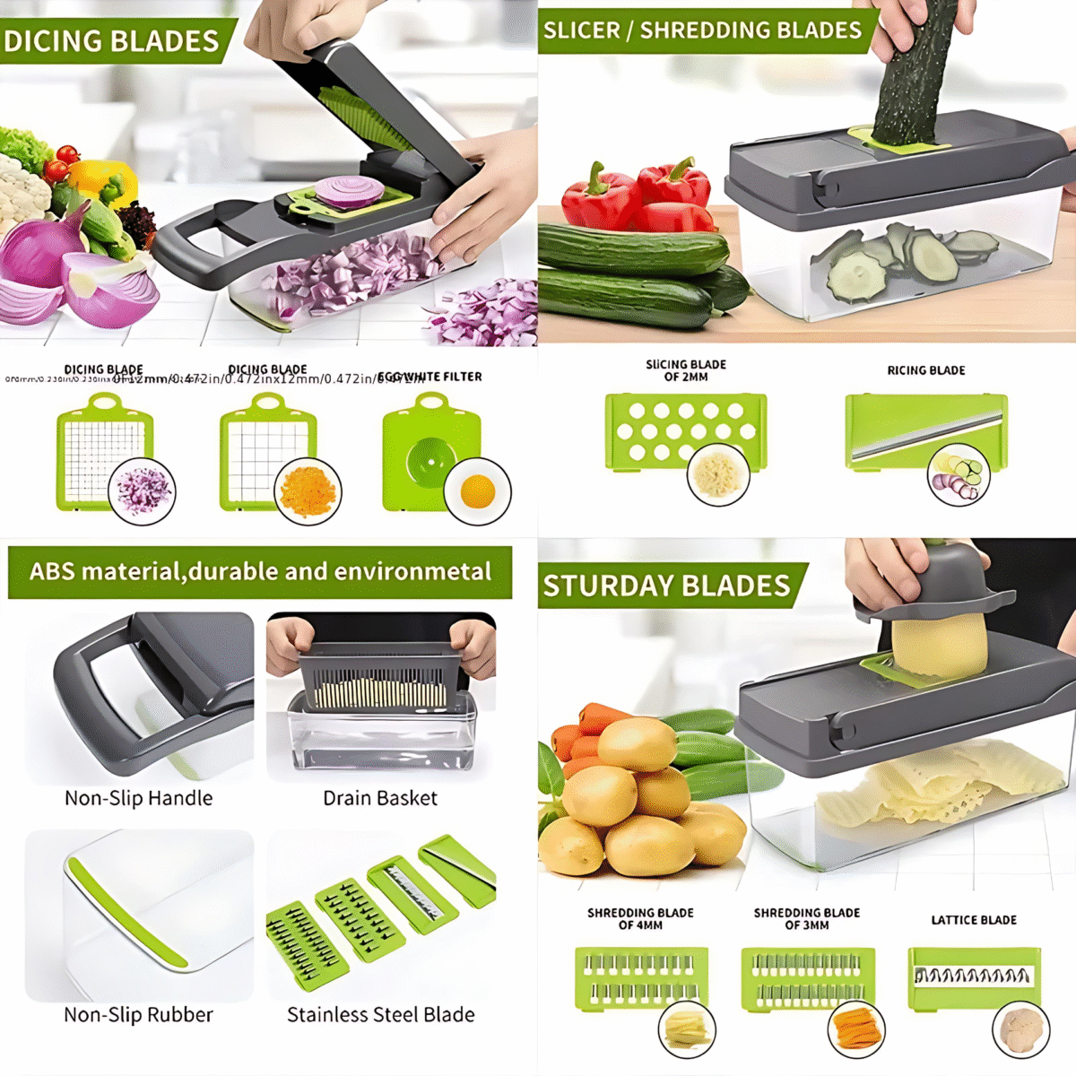 ⁦16-in-1 Vegetable Cutter Chopper and Slicer⁩ - الصورة ⁦10⁩