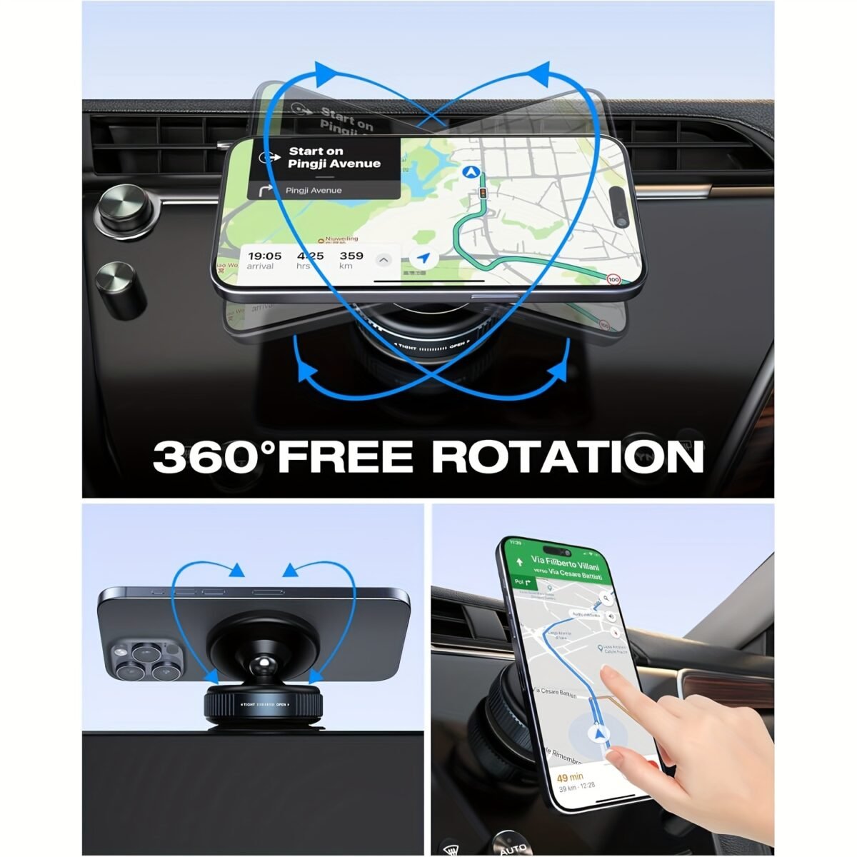 ⁦Adjustable Vacuum Magnetic Suction Cup Phone Holder, Suitable for Car/Gym/Mirror/Smooth Surfaces Hands-Free Stand, Compatible with All Smartphones⁩ - الصورة ⁦7⁩