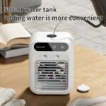 ⁦USB Rechargeable Mini Air Conditioner Fan - Portable Desk Cooling Device with Lithium Battery, Dual Power Mode (USB/Battery), Square Shape, Ideal for Office or Dormitory Use, Cooling Device⁩ - الصورة ⁦5⁩