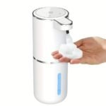 ⁦380Ml Automatic Soap Dispenser with Touchless Sensor - Wall-Mounted, Rechargeable Lithium Battery, USB Charging, Modern Black Design for Bathroom And Kitchen, Bathroom Soap Dispenser|Modern Soap Dispenser|Touchless Soap Dispenser⁩ - الصورة ⁦7⁩